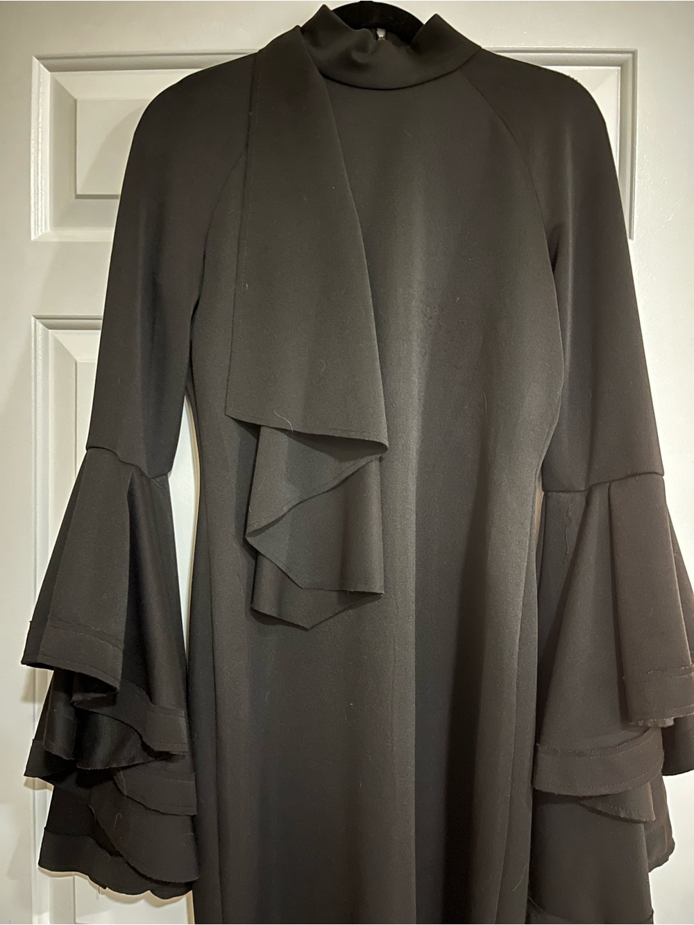 Elegant Black Ruffle-Sleeve Women's Dress